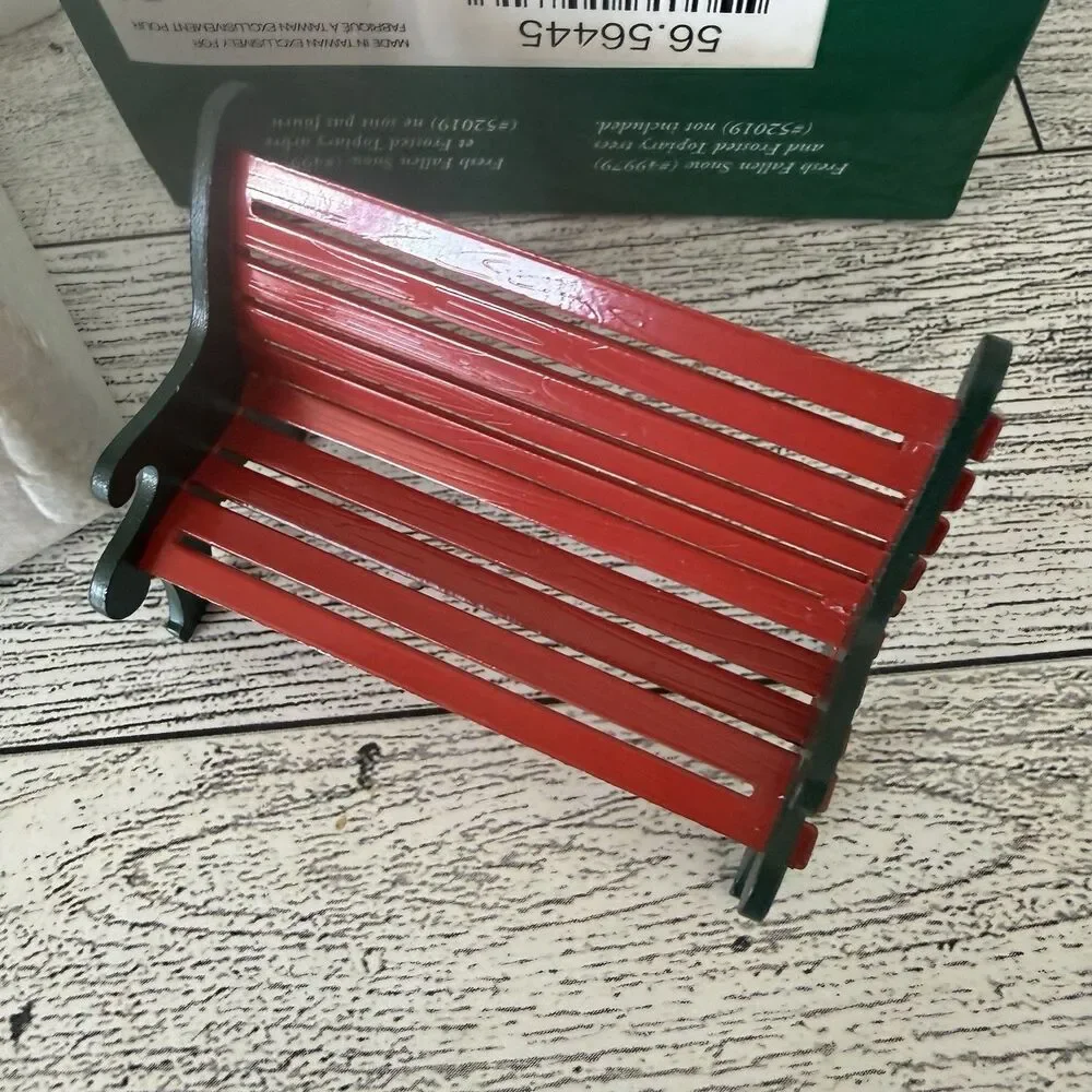 Dept 56 RED WROUGHT IRON PARK BENCH General Village 56.56445